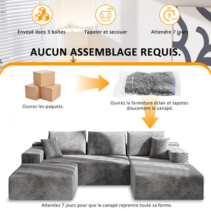 Canapé d'angle convertible en U en velours côtelé – photo 4