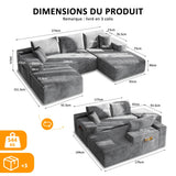 Canapé d'angle convertible en U en velours côtelé – photo 14
