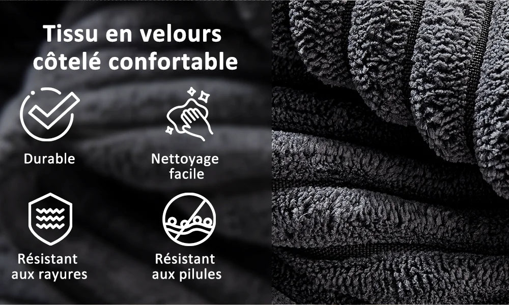 Canapé d'angle convertible en U en velours côtelé – photo 10